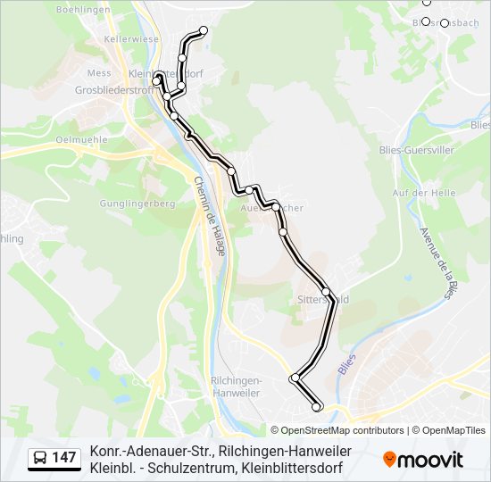 Автобус 147: карта маршрута