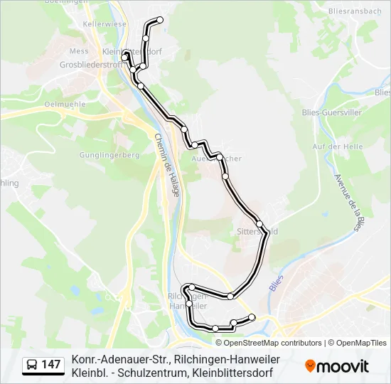 147 Bus Line Map