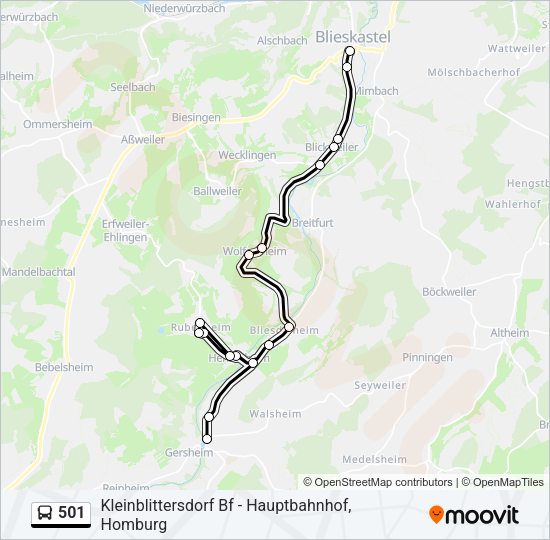 501 Bus Line Map