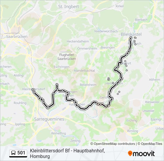 501 Bus Line Map