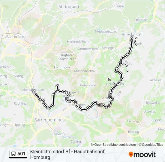 501 Bus Line Map