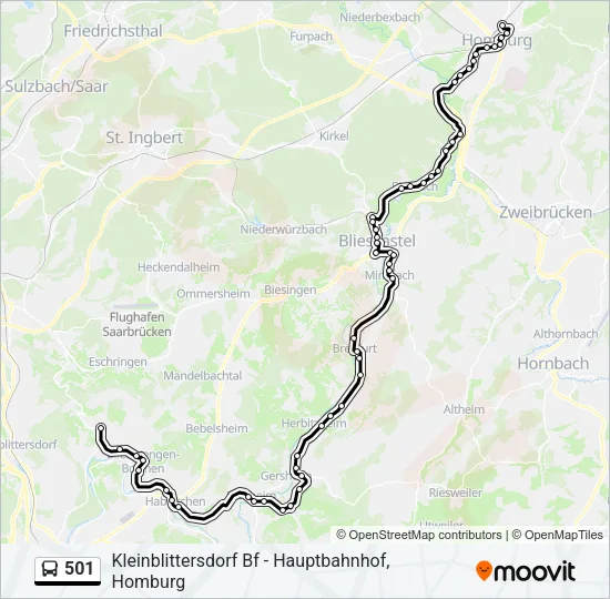 501 Bus Line Map