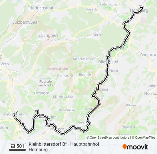 501 Bus Line Map