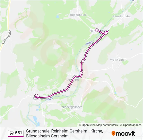 Автобус 551: карта маршрута