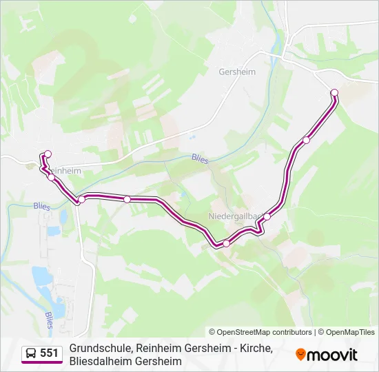 Автобус 551: карта маршрута