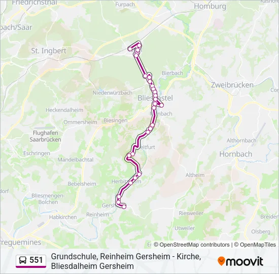 551 Bus Line Map