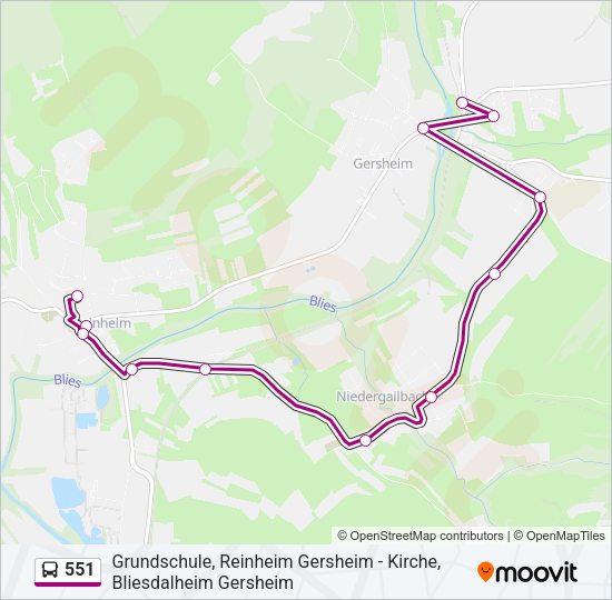 551 Bus Line Map