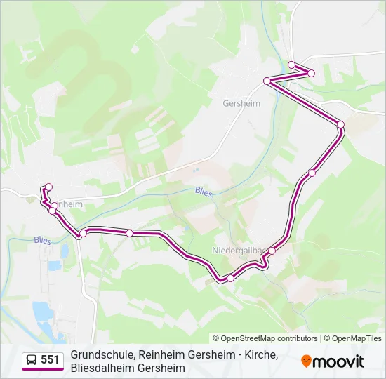 551 Bus Line Map