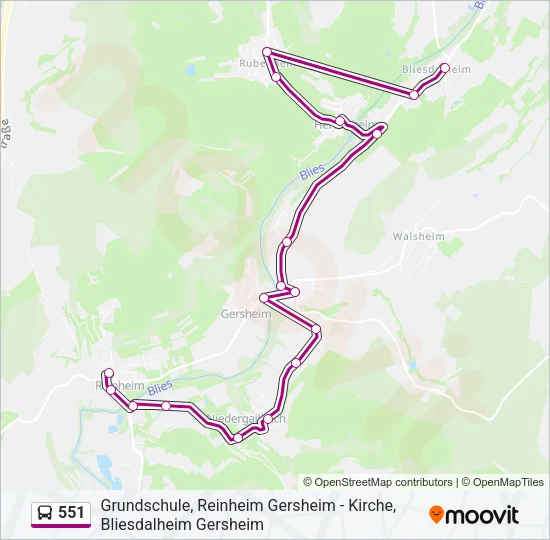 551 Bus Line Map