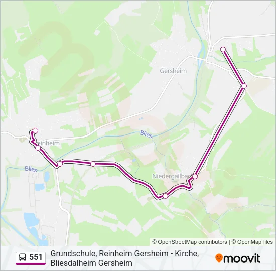 551 Bus Line Map