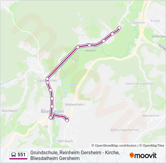 551 Bus Line Map