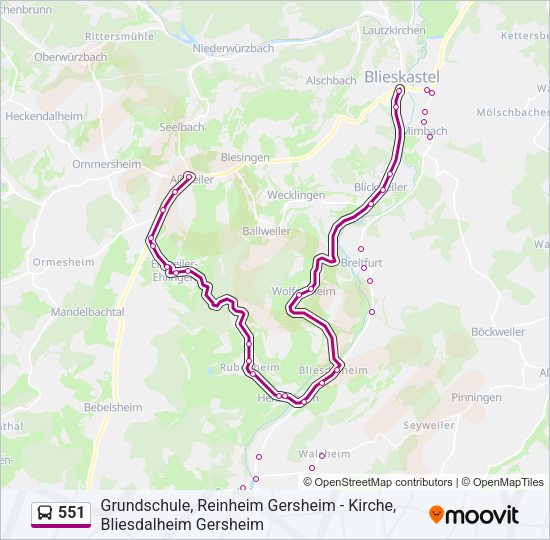 551 Bus Line Map