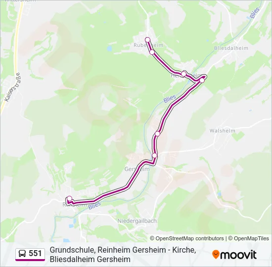 551 Bus Line Map