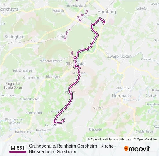 551 Bus Line Map