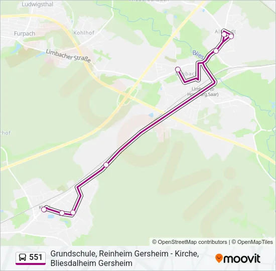551 Bus Line Map