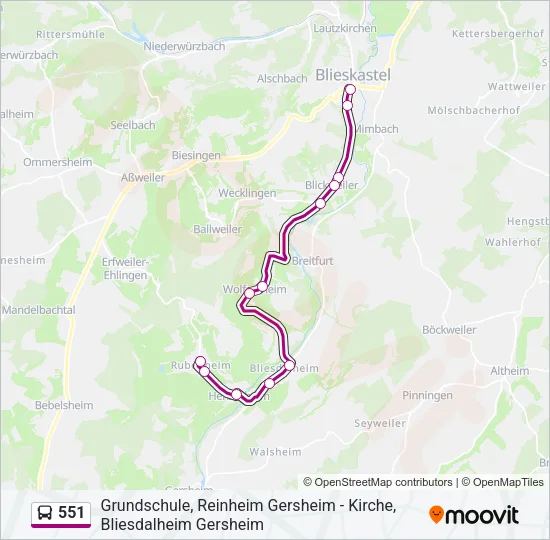 551 Bus Line Map