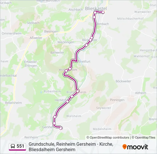 551 Bus Line Map