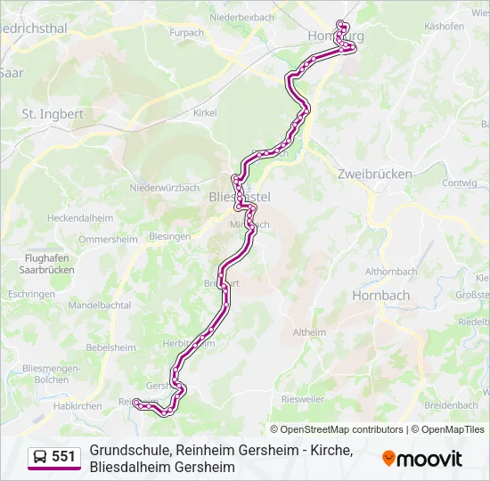 551 Bus Line Map