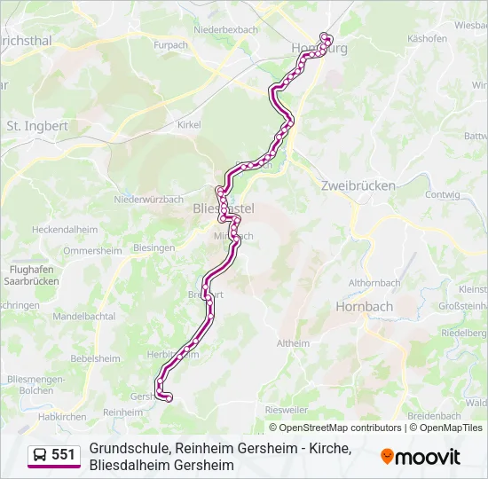 551 Bus Line Map