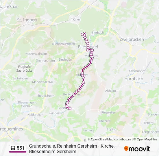 551 Bus Line Map