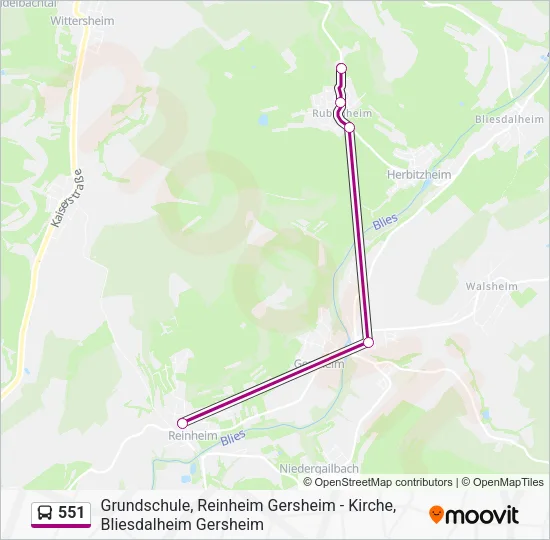 551 Bus Line Map