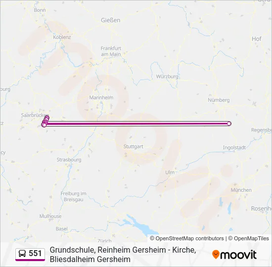 551 Bus Line Map