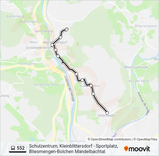 552 Bus Line Map