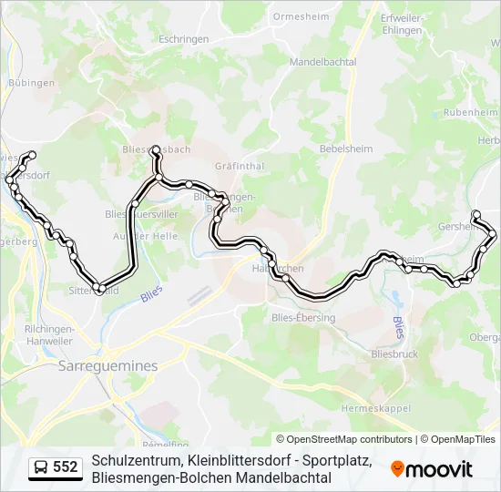 552 Bus Line Map