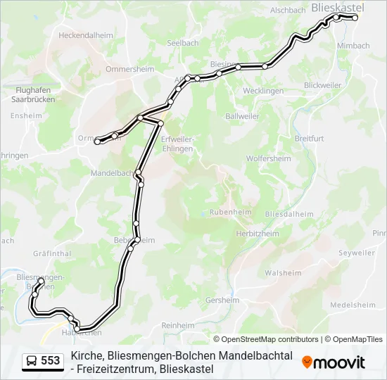 553 Bus Line Map