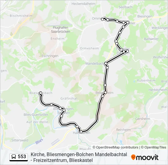 553 Bus Line Map
