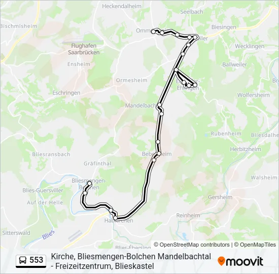 553 Bus Line Map
