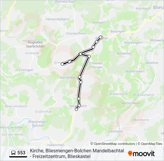 553 Bus Line Map