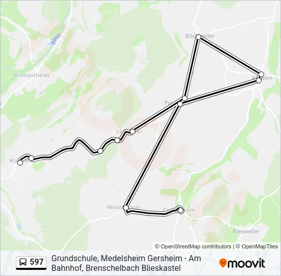 597 Bus Line Map