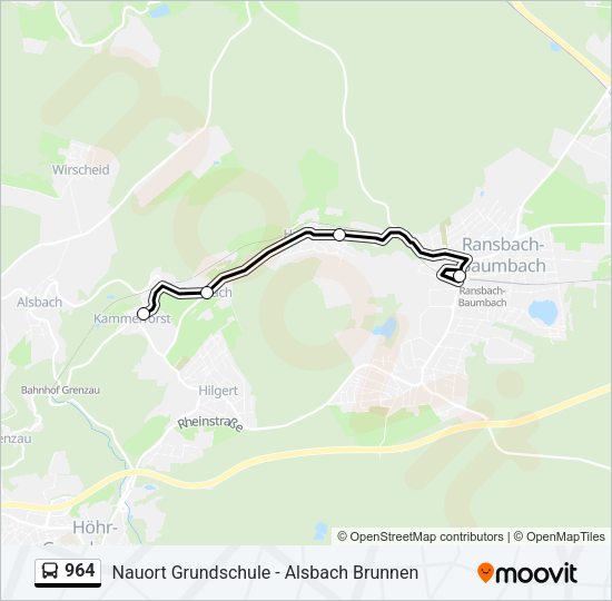 Bus 964: карта маршрута