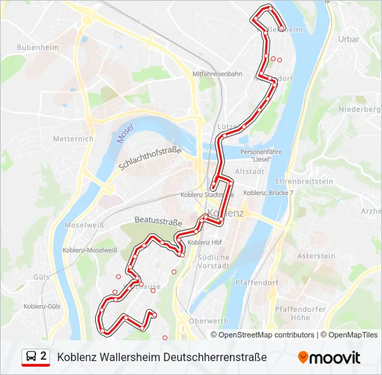 2 Bus Line Map