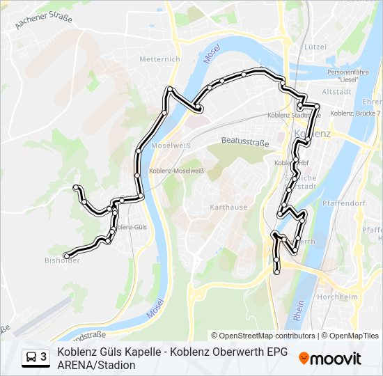 Автобус 3: карта маршрута