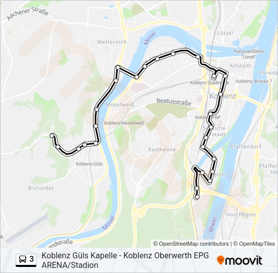 Автобус 3: карта маршрута