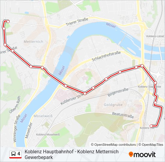 Автобус 4: карта маршрута