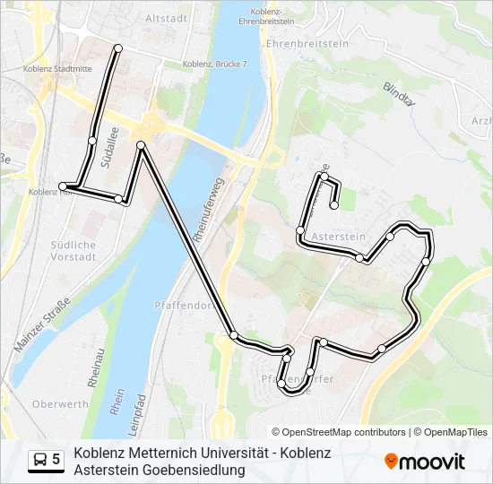 5 Bus Line Map