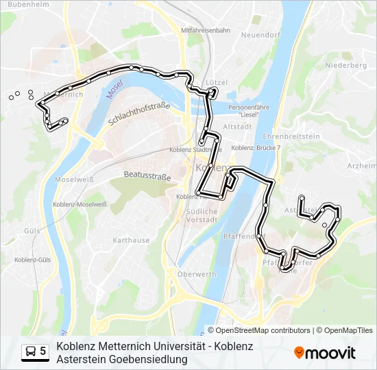 5 Bus Line Map