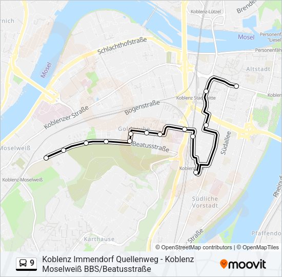 Автобус 9: карта маршрута
