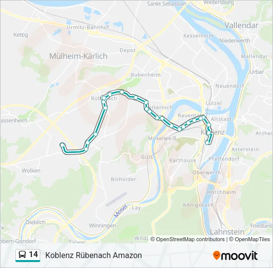 14 Bus Line Map