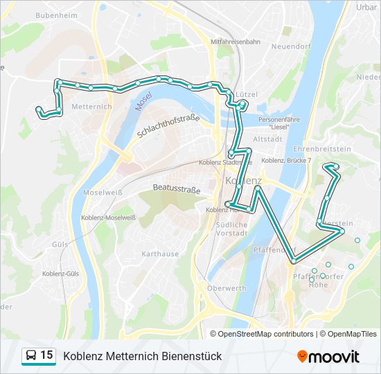 Автобус 15: карта маршрута