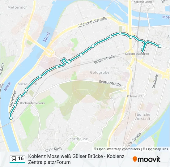 16 Bus Line Map