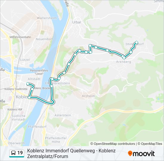 Автобус 19: карта маршрута
