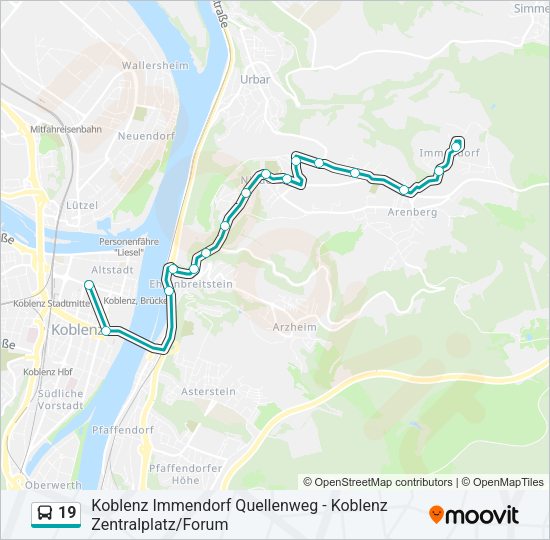 Автобус 19: карта маршрута
