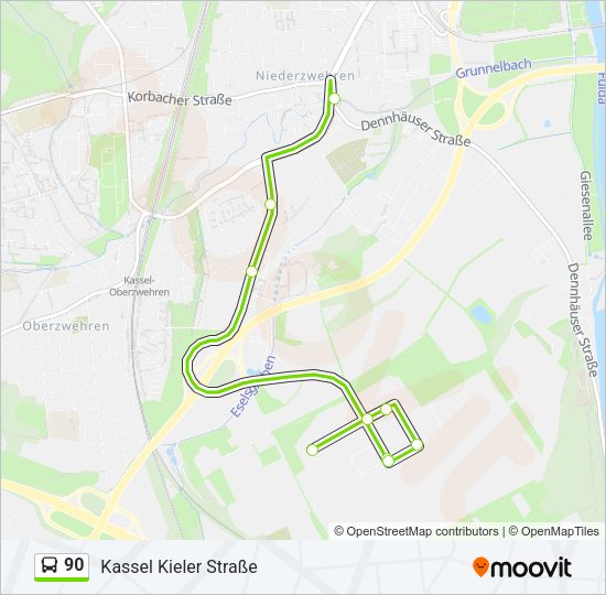 Автобус 90: карта маршрута