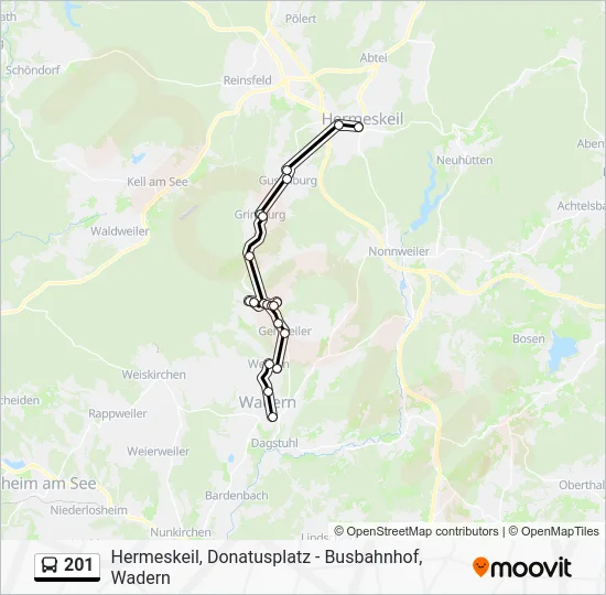 Автобус 201: карта маршрута