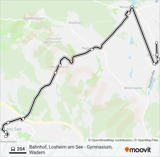 204 Bus Line Map