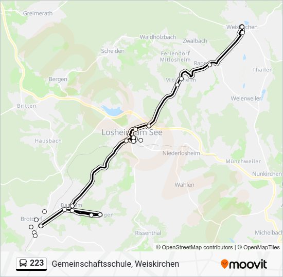 223 Route: Schedules, Stops & Maps - Gemeinschaftsschule, Weiskirchen ...